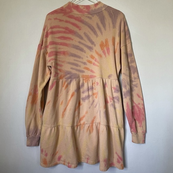 Pastel Tie Dye Tiered Sweatshirt Dress M - Picture 9 of 11